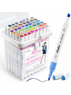 Ohuhu Oahu Alcohol Art Markers Σετ Μαρκαδόρων 48 χρωμάτων Fine & Chisel