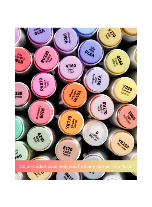 Ohuhu Honolulu Alcohol Markers Σετ Μαρκαδόρων 48 Midtone χρωμάτων Brush & Chisel