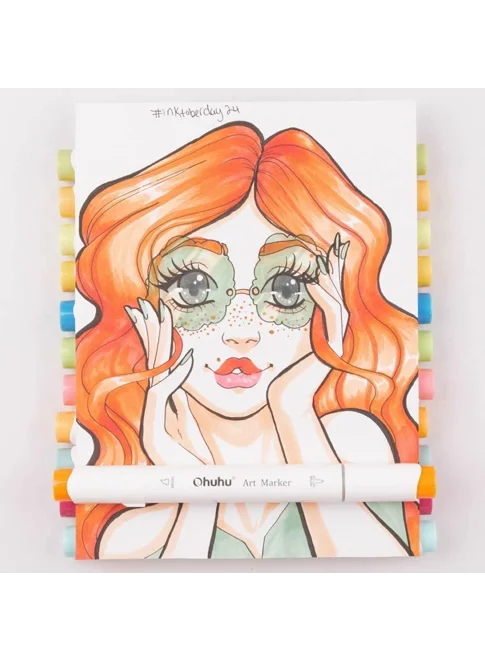 Ohuhu Honolulu Alcohol Art Markers Σετ Μαρκαδόρων 24 Βασικών Χρωμάτων Brush & Chisel