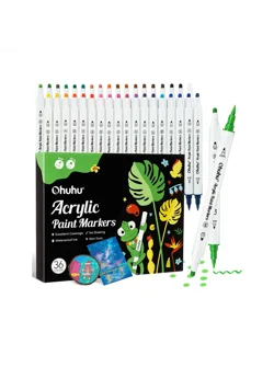 Ohuhu Acrylic Paint Markers Cotton-core Σετ 36 Ακρυλικών Μαρκαδόρων Brush & Dot