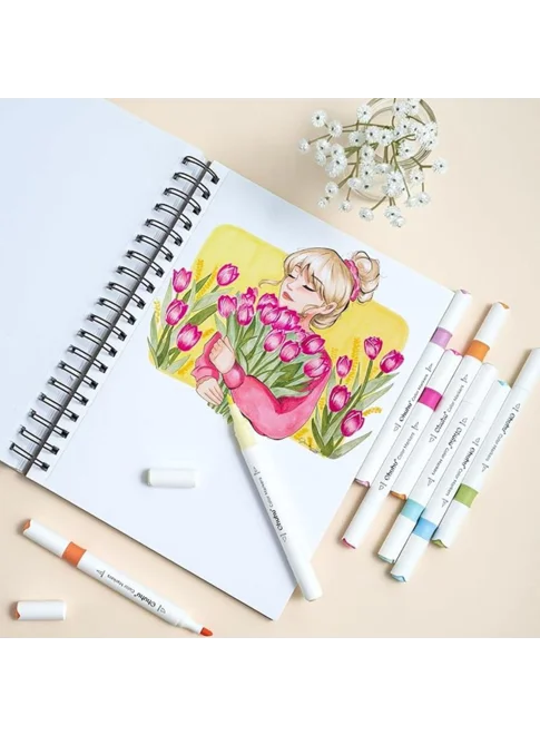 Ohuhu Water-based Coloring Markers Dual Σετ 64 Χρώματα Brush & Chisel