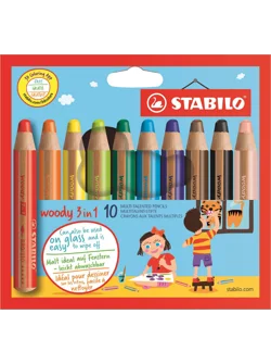 Stabilo Woody 3 in 1 - Ξυλομπογιές 10 τμχ & ξύστρα